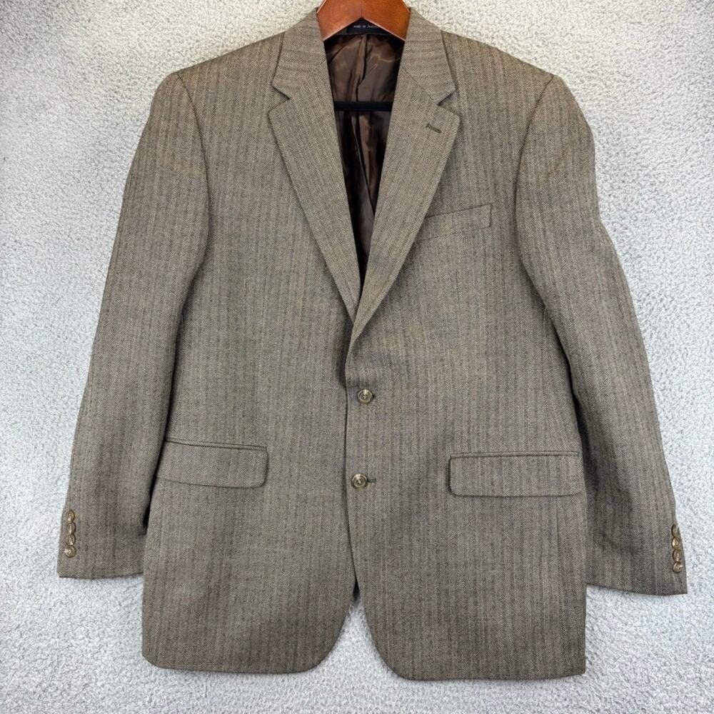 LRL Ralph Lauren Sport Jacket 44L Herringbone Pure New Wool Blazer Woolmark